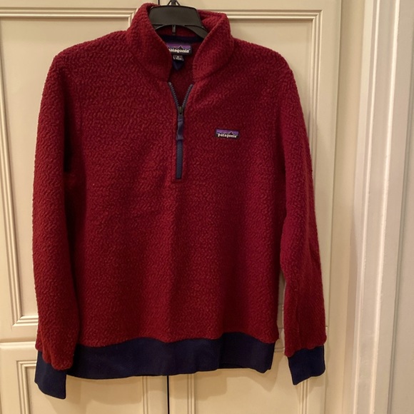 Patagonia Women's Woolyester Fleece Pullover Quarter Zip Size Medium Red Maroon - Picture 1 of 5